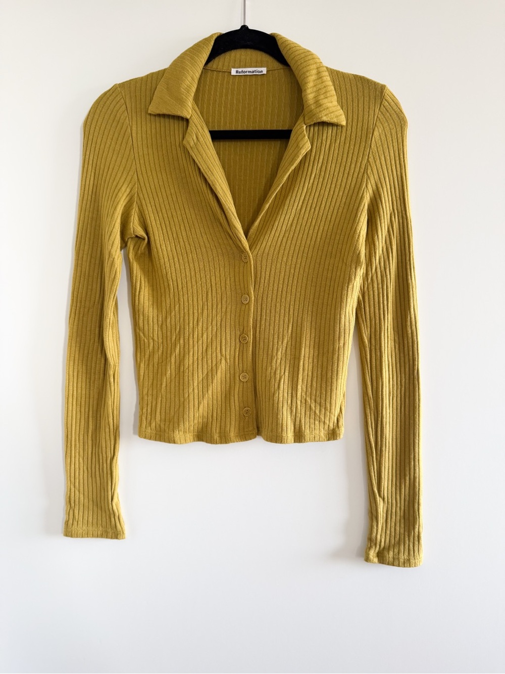 Reformation Ribbed Button-Down Collared Top - Picture 7 of 13